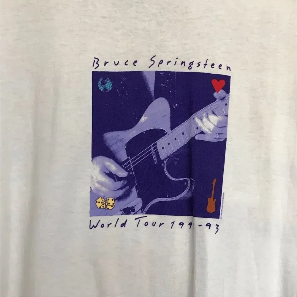 Original Vintage Bruce Springsteen 1992-1993 90s White Tee Tshirt Sz XL Mens